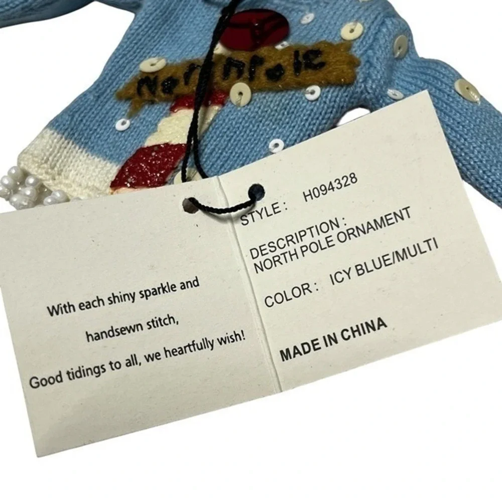 Michael Simon North Pole Mini Sweater Ornament Icy Blue Multi H094328 Beaded Box